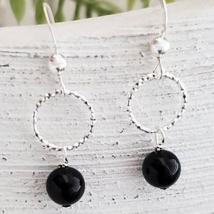 Sterling Silver Diamond Cut Crystal Pearls Mystic Black